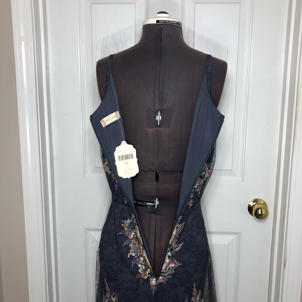 Altar’d State Stretchy Slip Embroidered Flower Gray Mesh Angelique Maxi Dress M - Picture 8 of 16